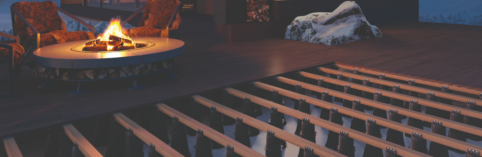 Pavimentazione in legno con Woodeck con travetti in legno